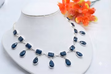 London Blue Topaz Necklace, Handmade 925 Sterling Silver Necklace, London Blue Topaz Statement Jewelry, Gift for Her, Valentine's Day Gift