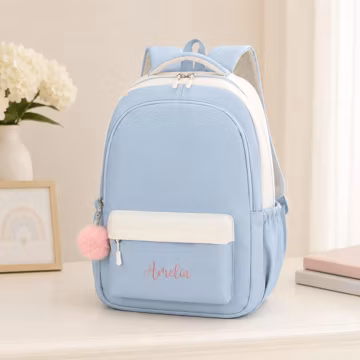 Personalized Embroidered Kids School Backpack, Custom Name Bookbag for Students