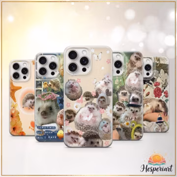 Cute Hedgehog Collage Phone Case Aesthetic Animal Whimsical Soft Pet Art Case iPhone 11 iPhone 12 iPhone 13 iPhone 14 iPhone 15 iPhone 16