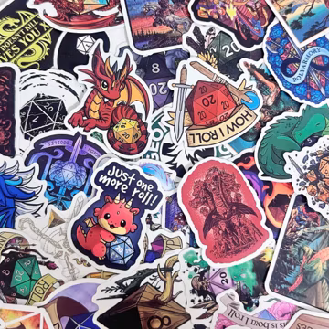 50pcs DND RPG Stickers, Dragon Stickers, Fantasy Dice Stickers, Waterproof Gift Stickers for Dungeon Masters, Fantasy Lovers, Collectors