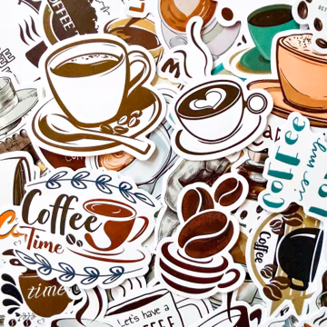 50pcs Coffee Stickers, Coffee Cup Stickers, Cafe Life Stickers, Cute Drink Stickers, Waterproof Stickers for Coffee Lovers, Friends