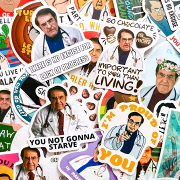 50pcs Medical TV Quote Stickers, Weight Loss Humor Stickers, Cartoon Doctor Stickers, Waterproof Stickers for Laptop and Water Bottle