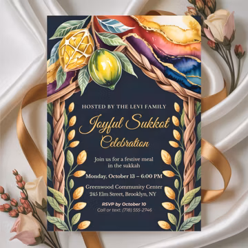 Sukkot Invitation Template: Sukkah Celebration, Jewish Holiday (Digital Download)