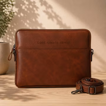 Personalized Leather Laptop Sleeve with Strap, MacBook Case 14 16 Inch, Graduation Gift