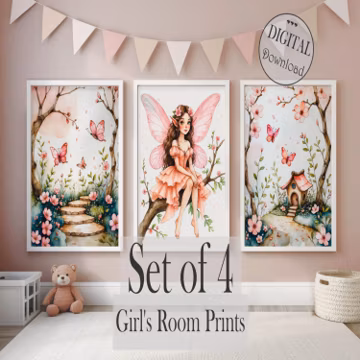 Fairy Nursery: Baby girl nursery decor (Digital Download, Set of 4)