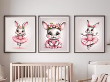 Ballerina Bunny: Baby girl nursery decor (Digital Download)