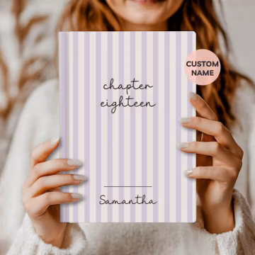 Personalized Chapter 18 Journal, 18th Birthday Gift for Her, Custom Name Notebook, Keepsake for Daughter, Sister, Best Friend, Soft Striped