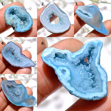 Aqua Blue Druzy Agate Cabochon, Crystal Geode Slice For Jewelry, Hollow Druzy Loose Gemstone