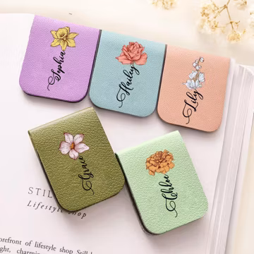 Personalized Magnetic Bookmark with Birth Flower | Custom Leather Name Bookmark | Book Lover Birthday Gift | Book Accessory | Floral Marker