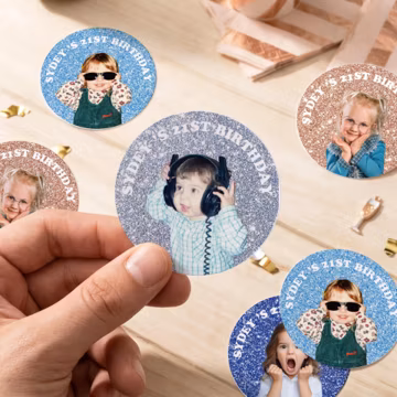 Custom 21st Birthday Face Stickers | Personalized Photo 30th Birthday Decor, Waterproof Vinyl Sticker, 21st Party Favors Decals for Birthday