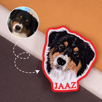 Custom Embroidered Dog Portrait Patch: Sew/Iron On/Hook & Loop Patch | Dog Memorial Gift | Pet Loss Gift