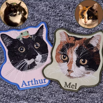 Custom Pet Portrait Embroidered Patch: Dog Memorial, Iron-On or Sew-On