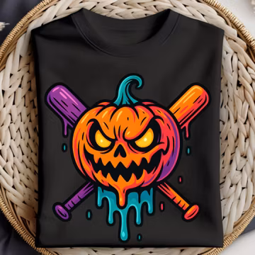 Dripping Pumpkin Baseball PNG, Spooky Halloween Sports Design, Neon Jack O Lantern PNG, Fall Baseball Sublimation