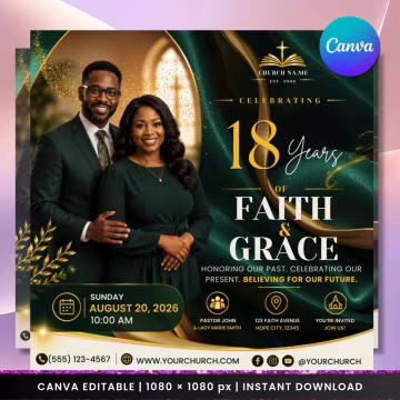 Pastoral Anniversary Flyer, Pastor Anniversary Flyer, Church Anniversary Flyer, First Lady Flyer, Pastor Appreciation Flyer, Canva Editable