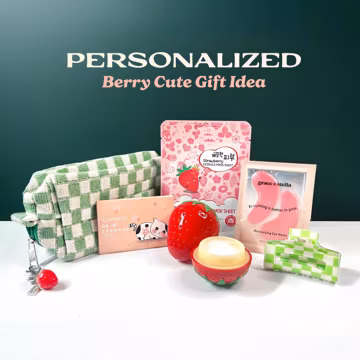 Fruit Gift Set For Her Spa Party Favor Teen Sleepover Bridal Personalized Makeup Bag Gift for Bachelorette Strawberry Self Care Present For