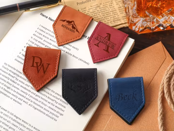 Engraved Faux Leather Magnetic Bookmark,Book Lover Accessory