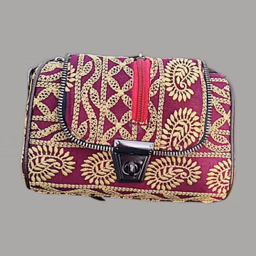 Handmade Embroidered Handbag: Purple & Gold Bohemian Clutch