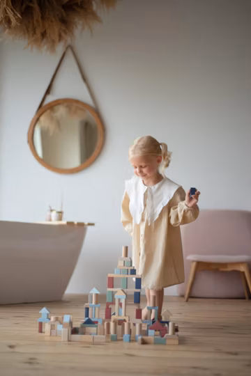 100-Piece Wooden Building Blocks, Geometric Shapes, Waldorf Play Set, FSC-Certified Wood, Early Learning Toy