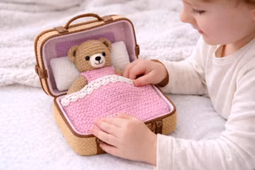 Crochet Teddy Bear in Suitcase Pattern PDF | Amigurumi Toy, Handmade Doll (Instant Download)
