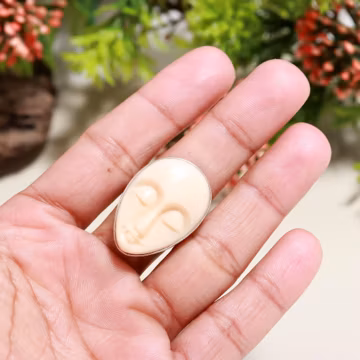 Hand Carved Bone Face Ring • Tribal Boho Artisan Jewelry
