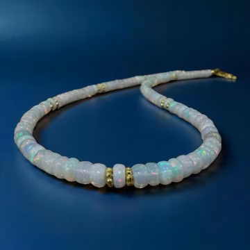 Ethiopian Opal Bead Necklace, AAA Grade, Gold Vermeil, Handmade