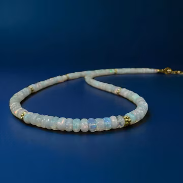 AAA Ethiopian Opal Rondelle Necklace - Handmade Gemstone Jewelry