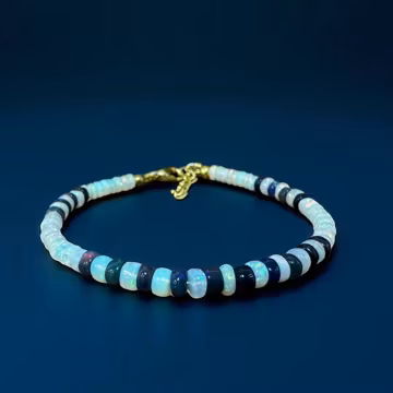 Vintage Ethiopian Opal Bracelet – 925 Sterling Silver Gemstone Jewelry