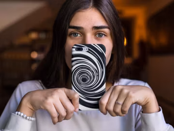Op Art Spiral Phone Case: Black and White Illusion