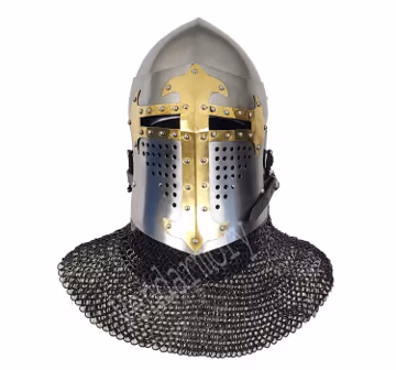 Knight Handmade Viking Helmet with Chainmail Aventail, LARP Armor, Cosplay Costume & Reenactment Armor