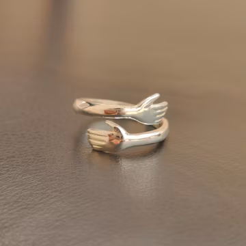 925 Sterling Silver Open Hand Ring, Minimalist Hug Cuff Jewelry