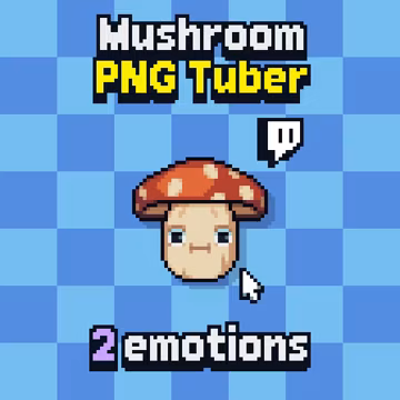 PNGTuber - Pixel Mushroom | Kawaii | Twitch | YouTube | Vtuber | Streaming Avatar (Veadotube Mini) 2 emotions