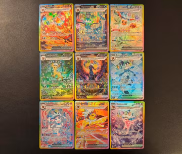 Prismatic evolutions Full Eeveelutions set - 9 cards - HOLO custom made textured proxy
