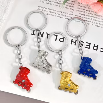 3D Simulated Roller Skate Metal Keychain, Skating Shoe Car Keychain Pendant