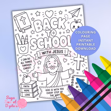Back to School Jesus Coloring Page | Christian First Day Printable (PDF Download)