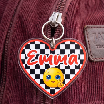 Personalized Emoji Bag Charm, Custom Acrylic Name Keychain, Cute Backpack Name Tag, Kids School Bag Charm, Custom Backpack Accessory
