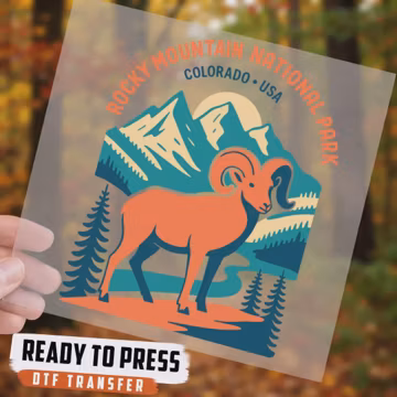 Rocky Mountain National Park Bighorn Sheep DTF Transfer, Ready To Press, Colorado USA Nature Landscape Heat Transfer