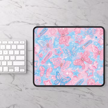 Cute Butterfly Large Mouse Pad, Y2K Glitter Gaming Mousepad, Aesthetic Computer Accessories, Gift for Teen Girl, Birthday Gift Idea 00606