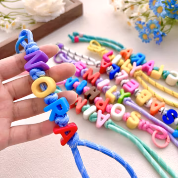 Personalized Name Letter Keychain, Minimalist Style Rope Bag Charm, Colorful Handbag Charms, Custom Name Beaded Letter Bag Chain Gift