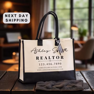 Realtor Tote Bag, Real Estate Agent Gift, Custom Work Tote, Personalized Name Bag, Realtor Appreciation Gift