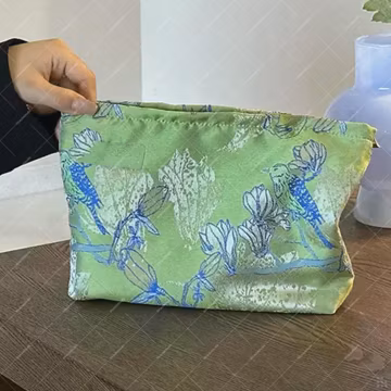 Magpie Makeup Bag, Large Travel Cosmetic Pouch, Pink / Green Toiletry Organizer