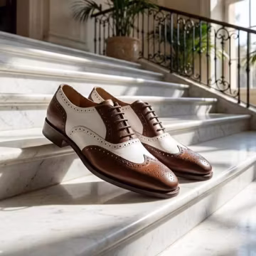 Handmade Two-Tone Leather Oxford Shoes – Wingtip Brogue Dress Shoes