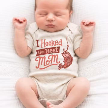I Hooked The Best Mom -First Mother's Day Bodysuit, 1st Mother's Day Baby Romper, Mother's Day Gift Idea, Mother's Day Outfit for Baby