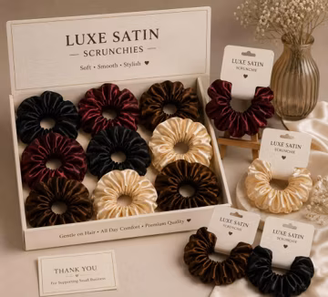 Satin Scrunchies Hair Ties Set, Gentle Silk Hair Accessories, Ponytail Holder