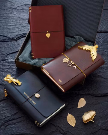 Personalized Leather Journal, Vegetable-Tanned, Refillable Notebook, A5 Trifold Cover