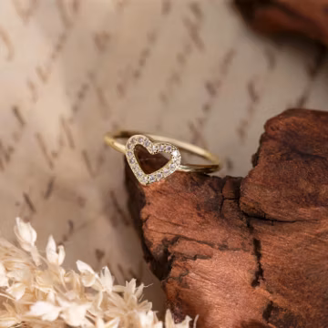 Tiny Diamond Love Heart Ring,Diamond Heart Ring,Pave Crystal Promise Ring,Dainty Love Ring,Gold Rings,Valentines Day Gift for Her,Mom Gifts