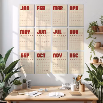 Retro 2026, 2027 Monthly Wall Calendar
