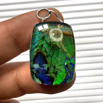 Green Fire Opal Silver Pendant, Dainty Monarch Opal Necklace, Vintage Jewelry, Gift For Best Friend
