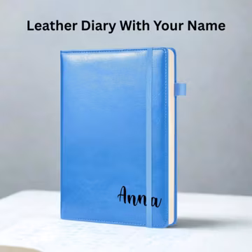 Personalized Lined Journal Notebook for Writing, A5 100 GSM Thick Paper, Leather Hardcover Diary for Women Men, Custom Travel Journal (Blue)