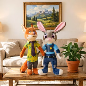 Zootopia Judy Hopps and Nick Wilde Plush Set, Bunny and Fox Stuffed Animal Dolls, Soft Disney Collectible Gift for Fans,Birthday Gift