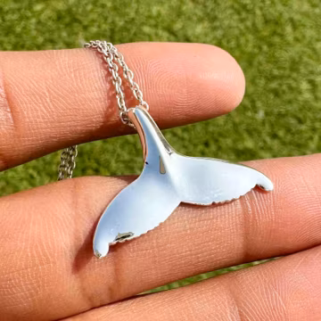 925 Sterling Silver Whale Tail Necklace – Ocean Jewelry, Minimalist Marine Pendant, Whale Fluke Charm, Sea Lover Gift